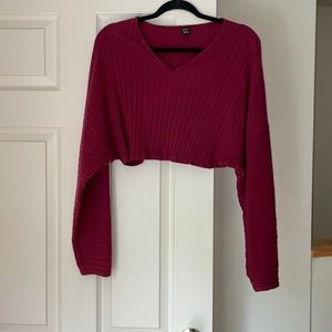 Shein Red Long Sleeve Crop Top Size L